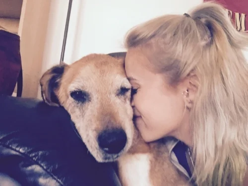 And here's a picture of me doing Snuggle Time with my pup. Because it's not about who you do Snuggle Time with, it's when.