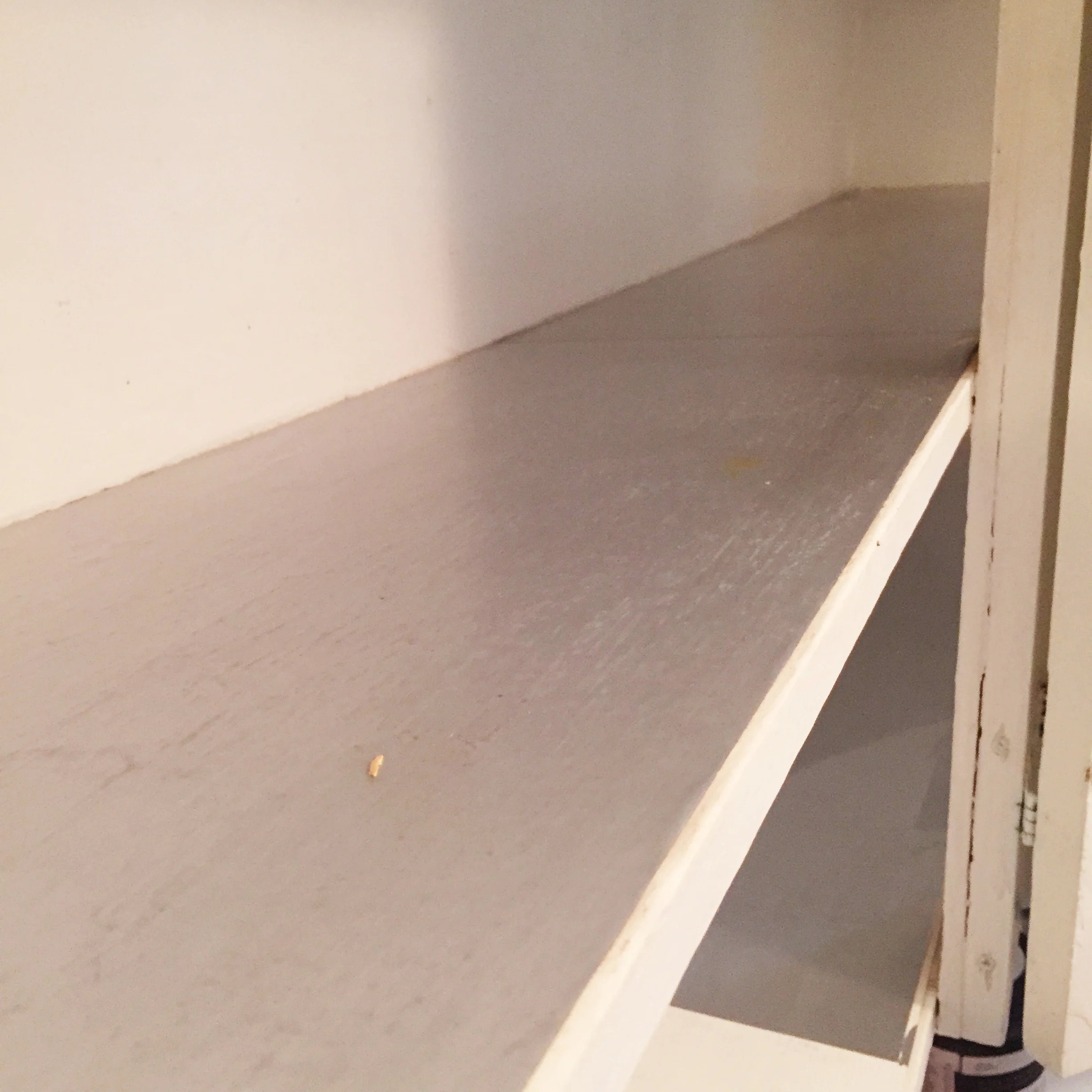  The previous tenant had covered the shelves with duck tape - it had to go.