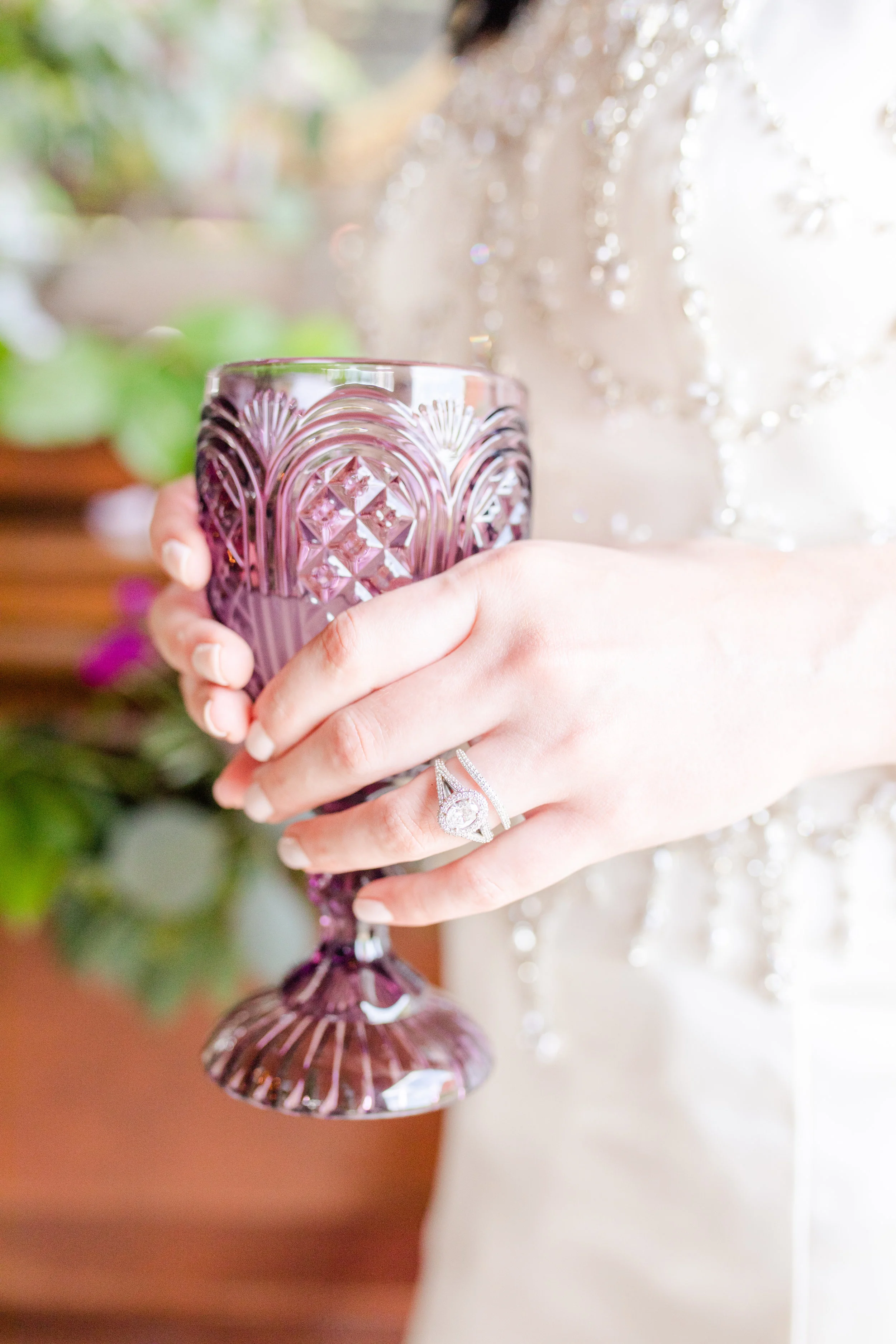 Purple Carousel Goblets for rent from Delicate Dishes LLC