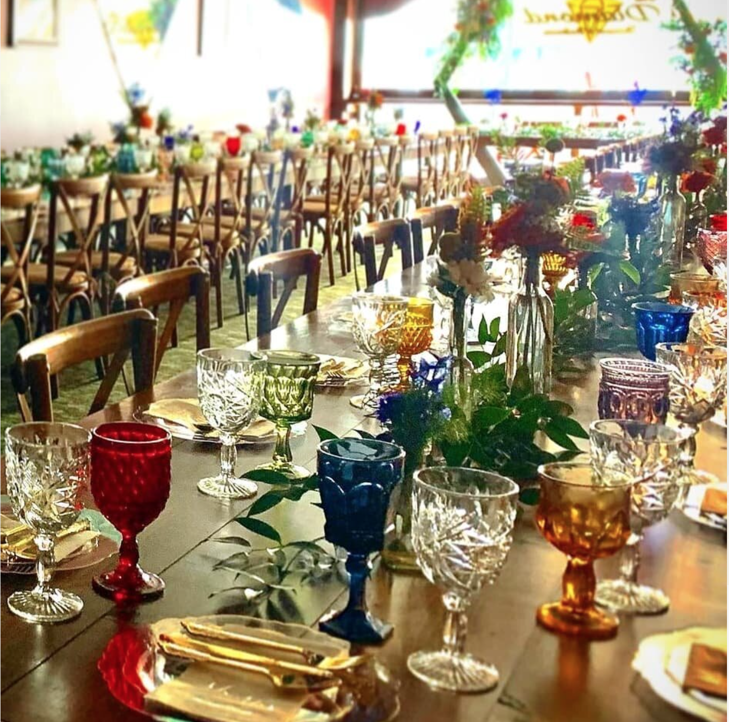 Clear Hobstar Goblets for rent from Delicate Dishes LLC