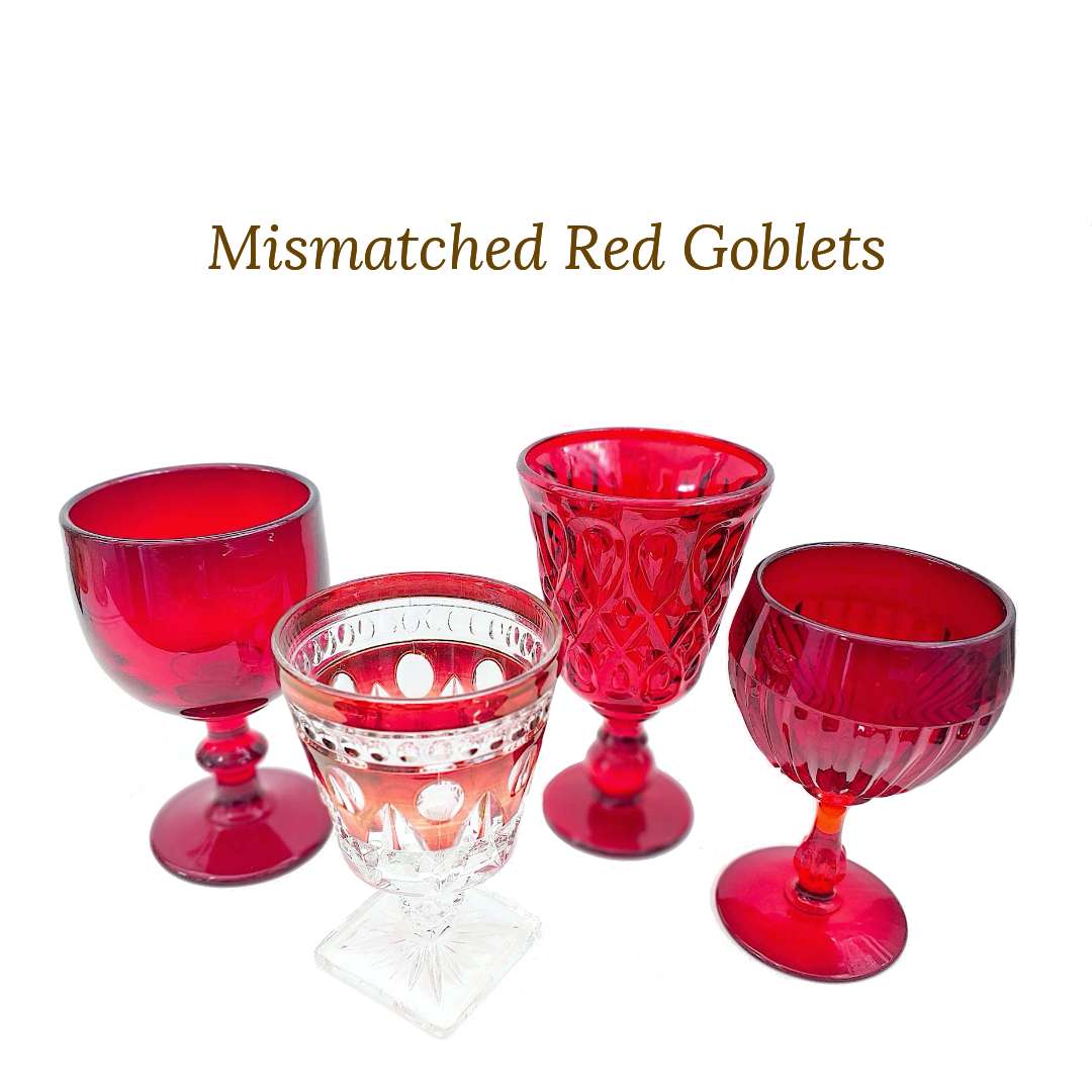 Red Goblets - Vintage Glassware Collection - Sugar Creek Event Rentals