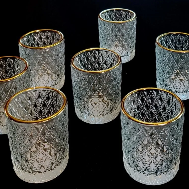 Gold Edged Glass Votive Holders