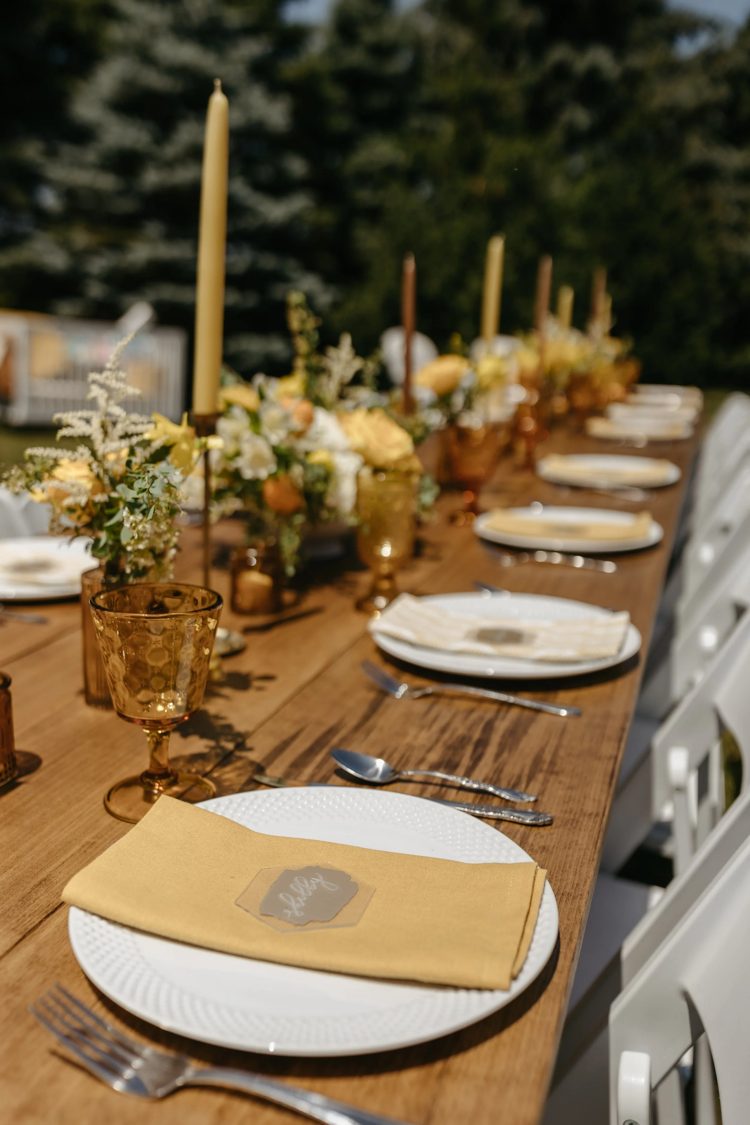 Mismatched Amber Goblets for rent from Delicate Dishes LLC