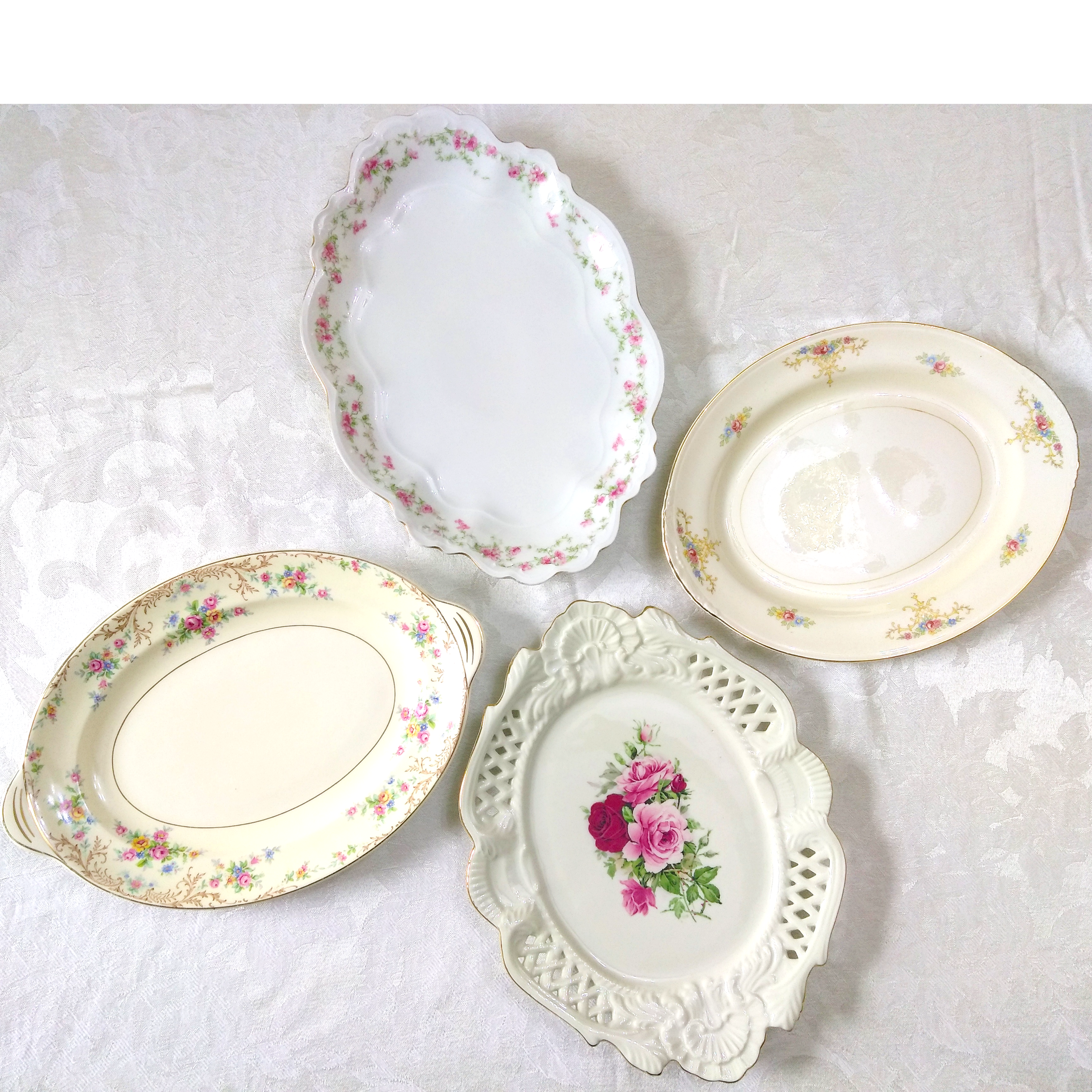 Small Mismatched Floral China Serving Platters