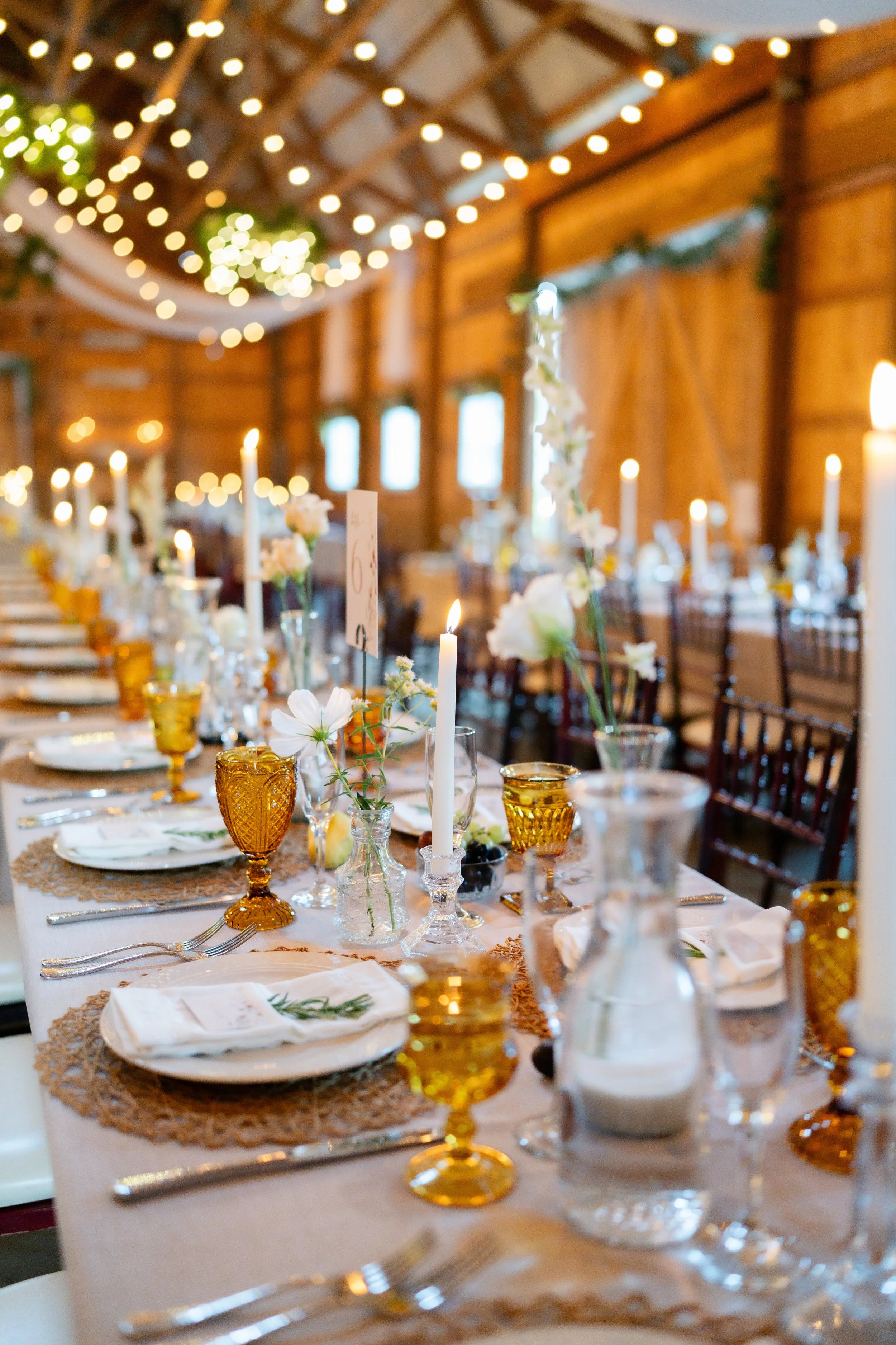 Mismatched Amber Goblets for rent from Delicate Dishes LLC