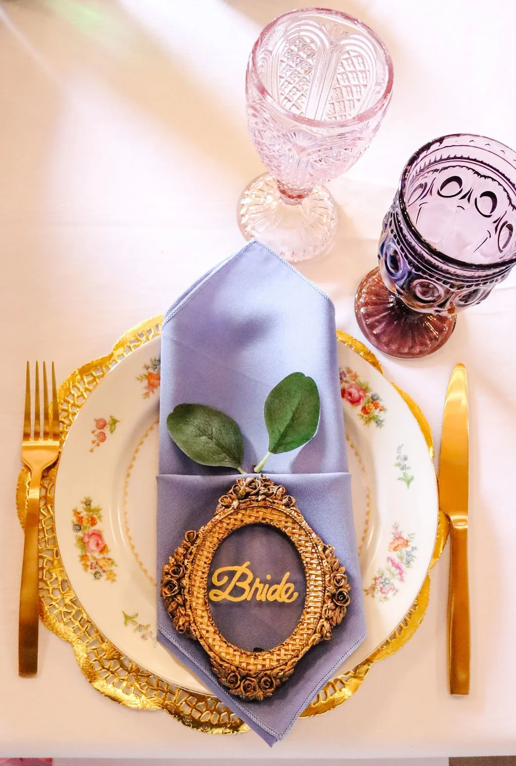 Brushed Gold Flatware for rent from Delicate Dishes LLC