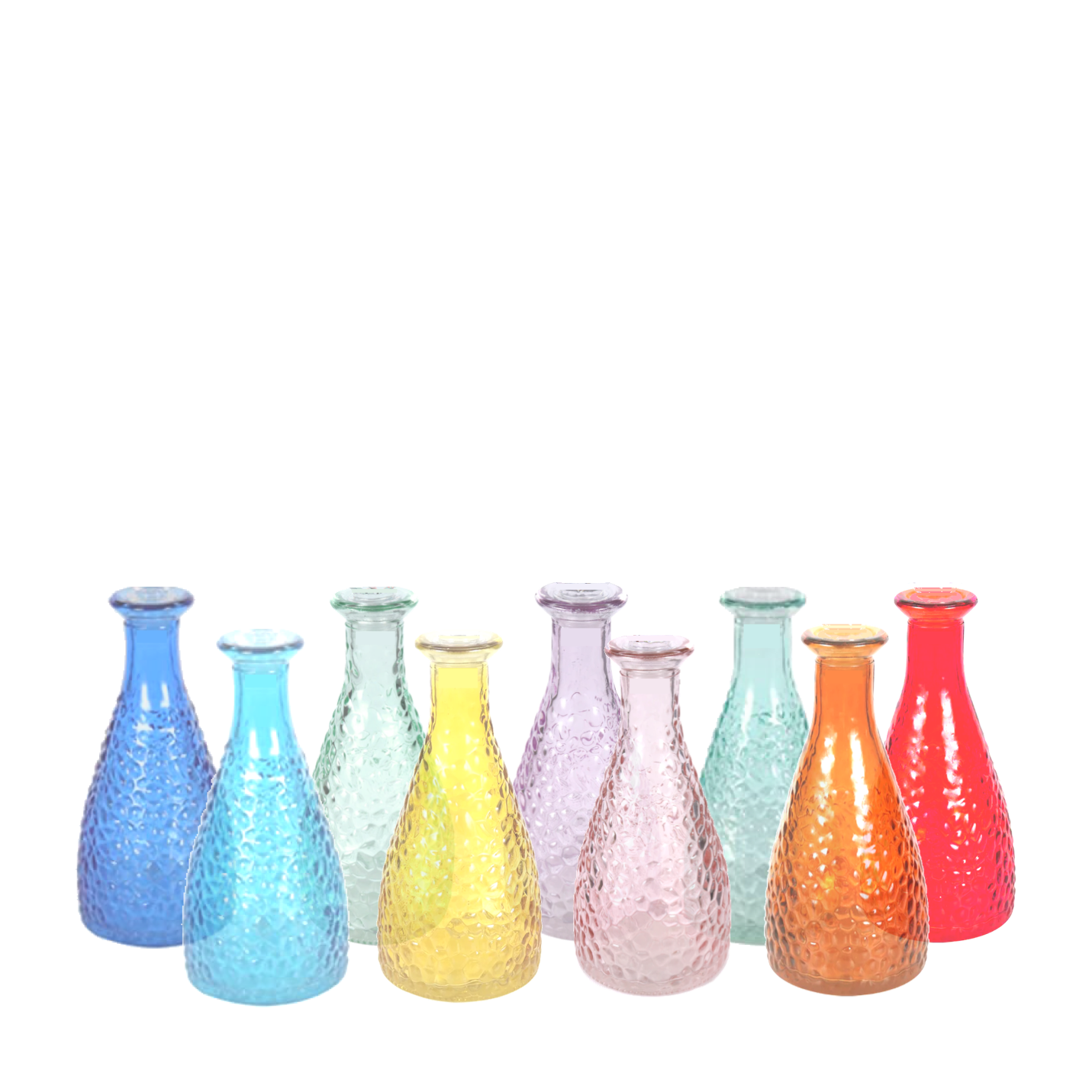 5.5" Colored Hammered Glass Bud Vases