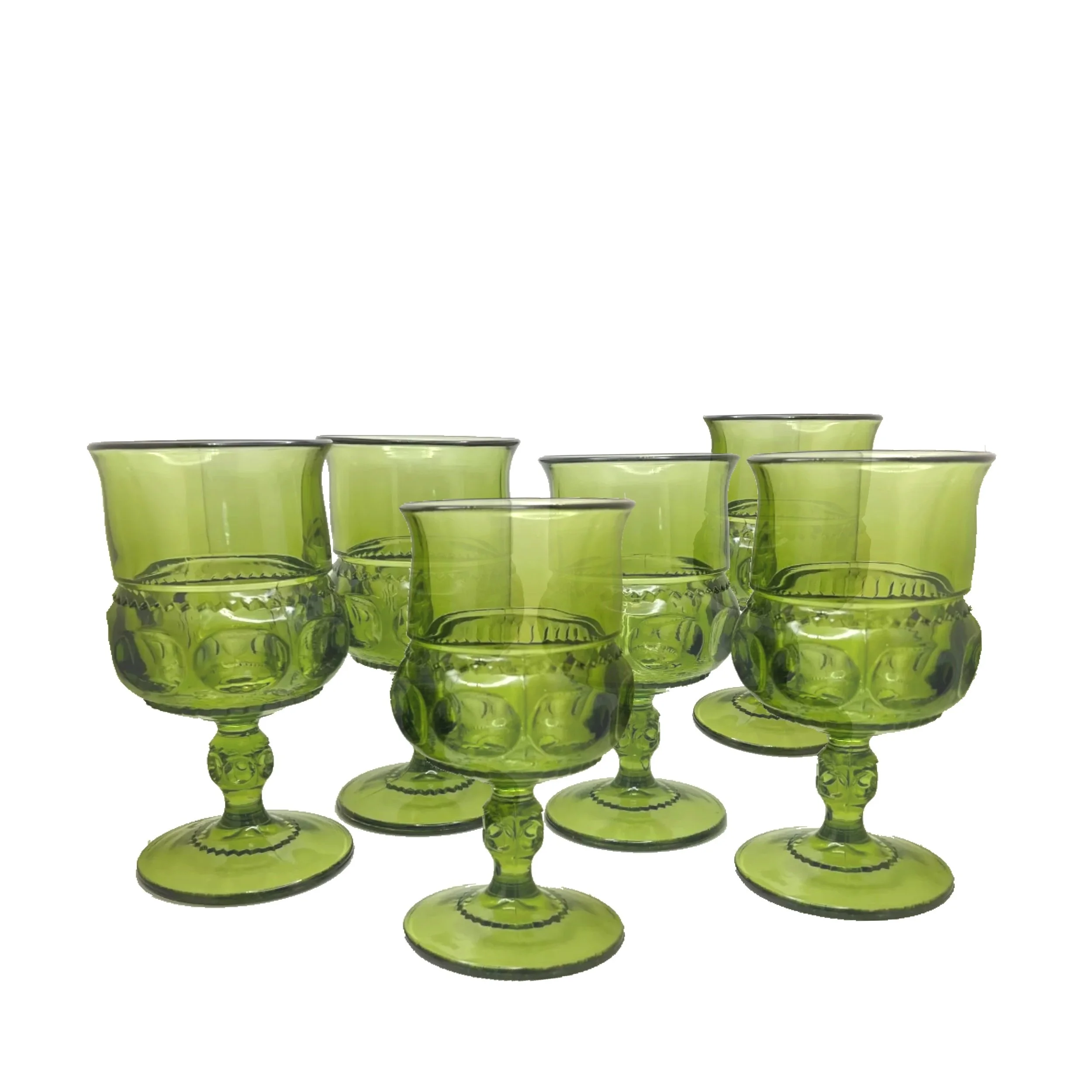 Olive Green Kings Crown Goblets