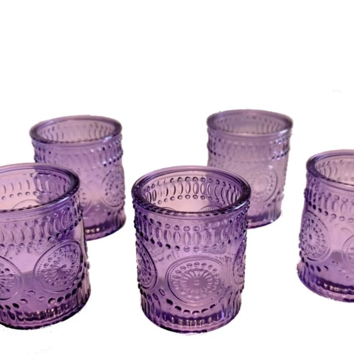 Purple Circle Glass Votive Holders