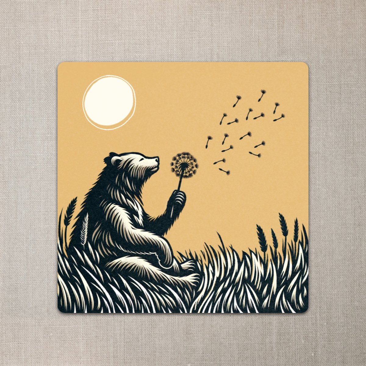Bear Blowing Dandelion Seeds into the Wind Sticker