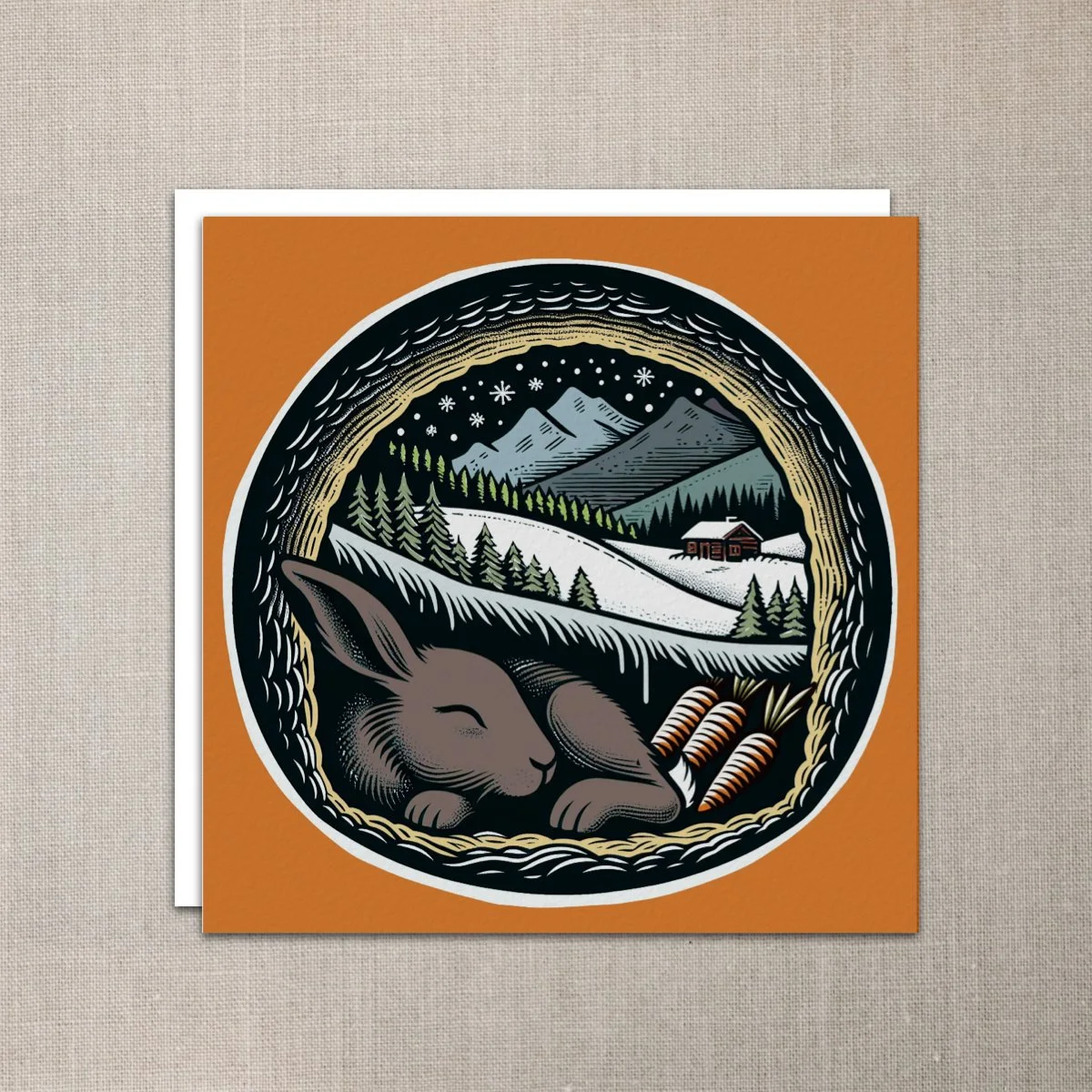 Rabbit Sleeping in her Den Notecard