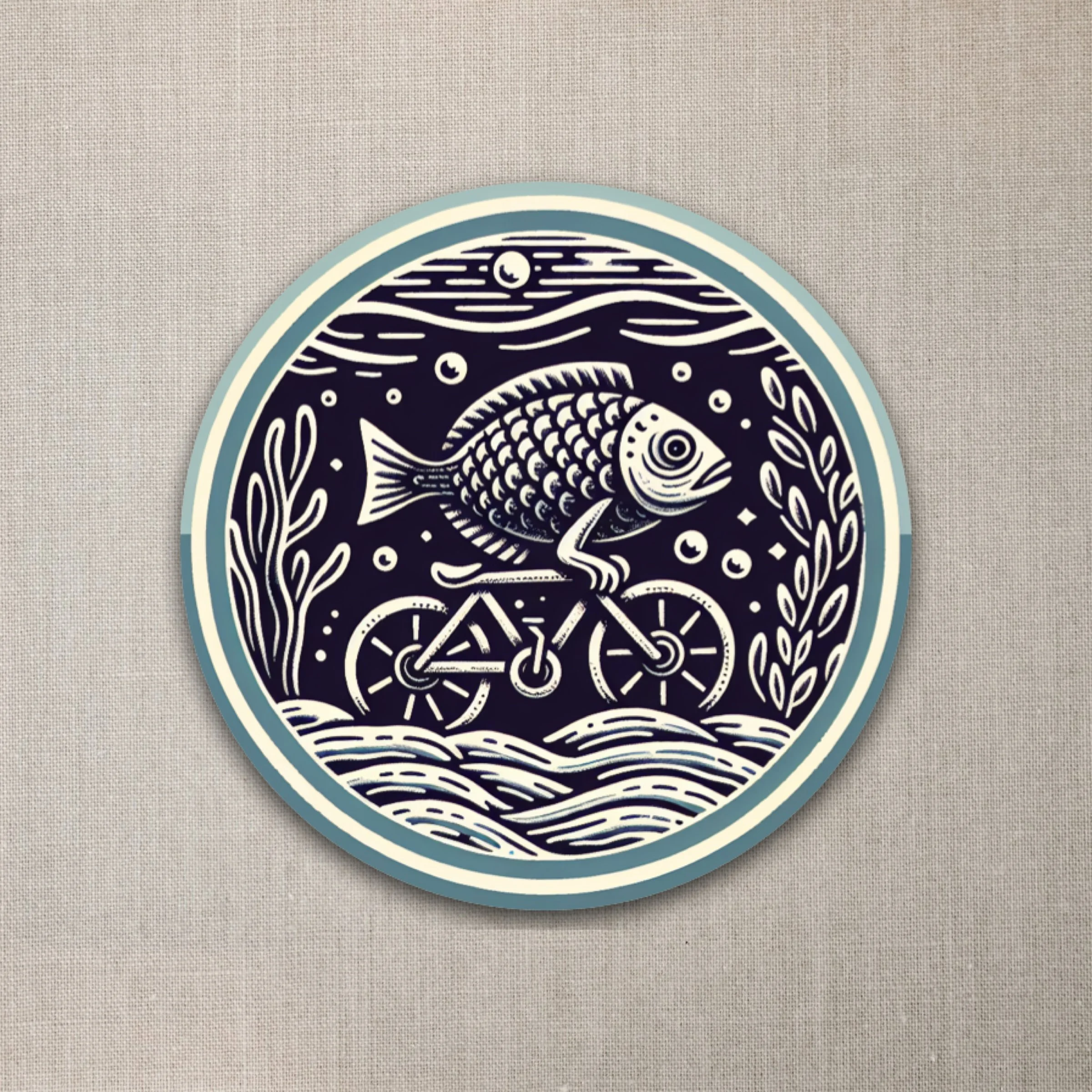 Fish Riding Bike Underwater Sticker