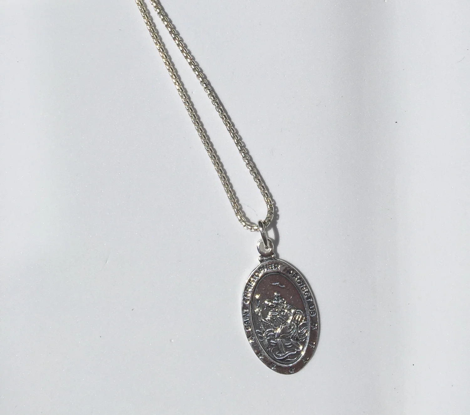 Saint Christopher medal necklace sterling silver — Ocean Girl