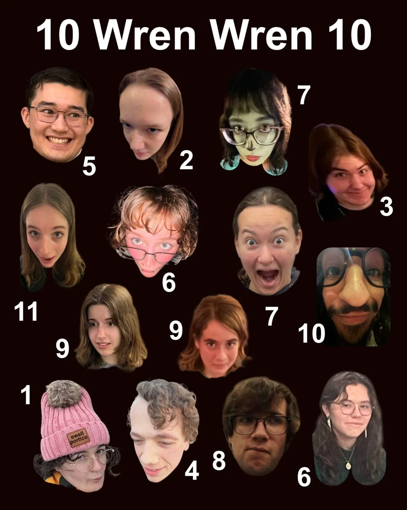 uh um 10 Wren Wren 10!!! ewell portico yeah next wednesday yay i like numbers