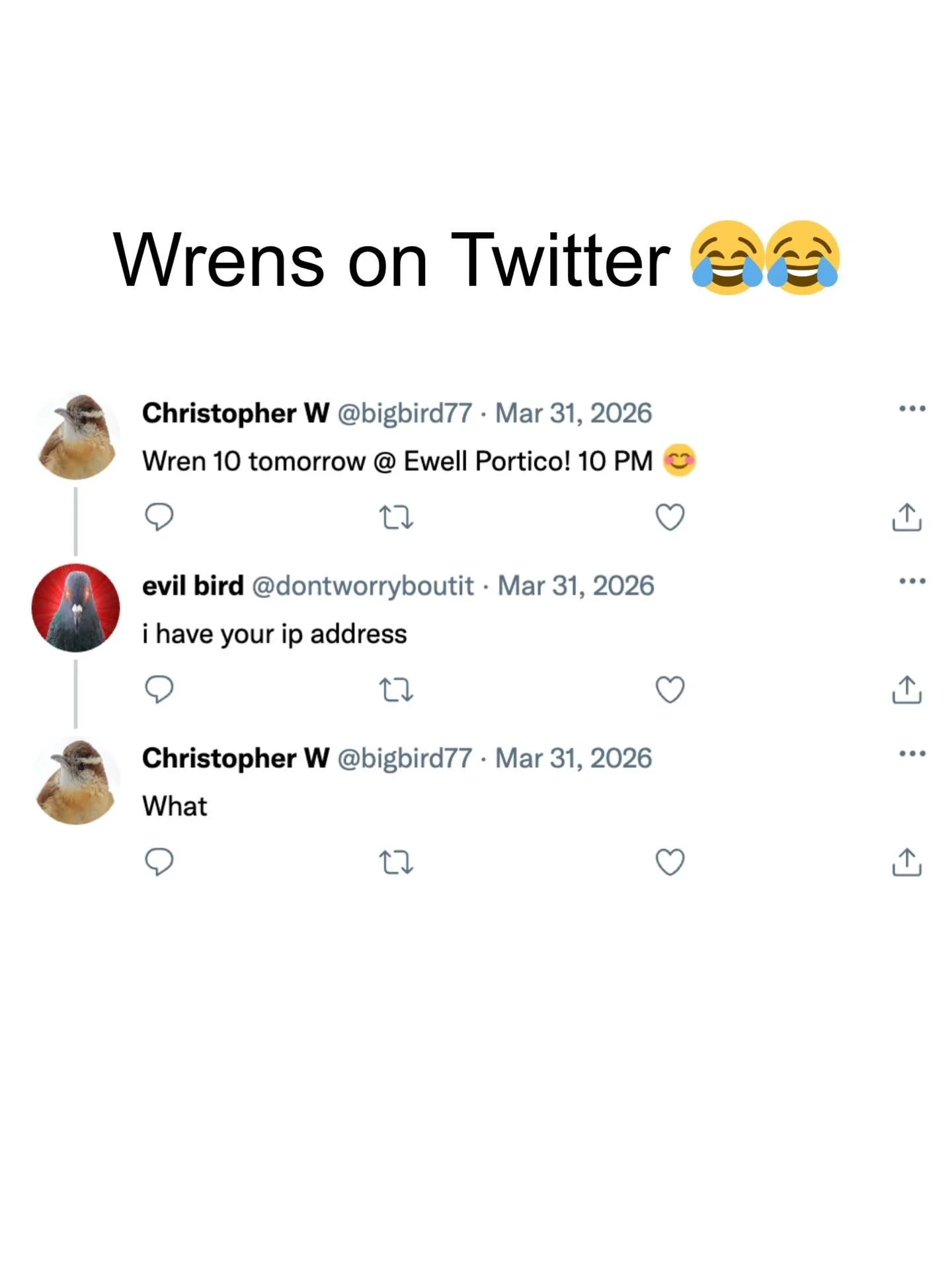 the wrens bribed me with $2 and a poker chip to change our theme (i can always be bribed) but they can't even decide on a new one??? and now don't want to show their faces in public??? smh please send help