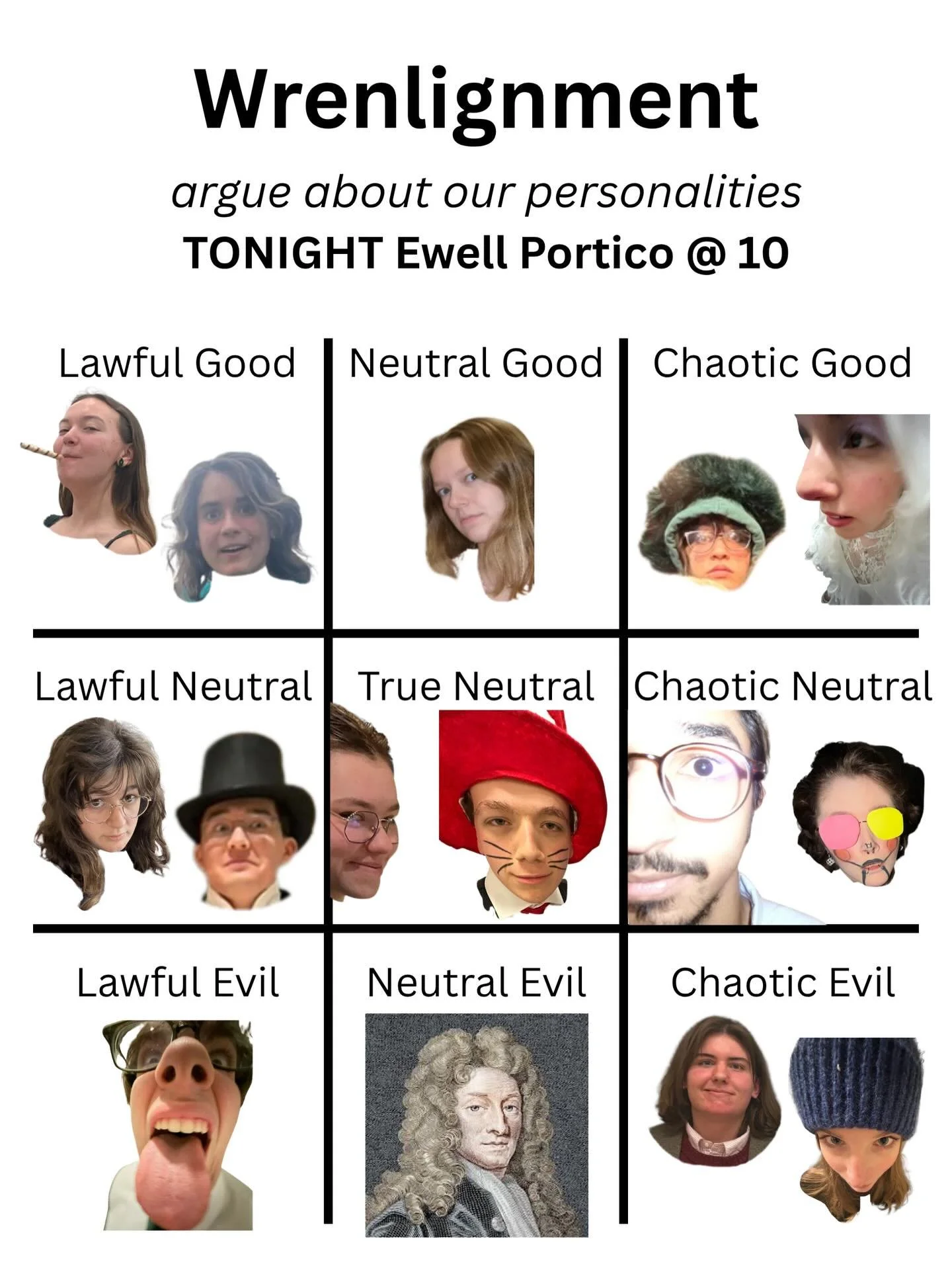 WE‼️WANT‼️YOU‼️at our Wren 10 TONIGHT‼️‼️ ewell portico @ 10!!!!! we've narrowed our themes down to 3 please help us vote 🚶💥