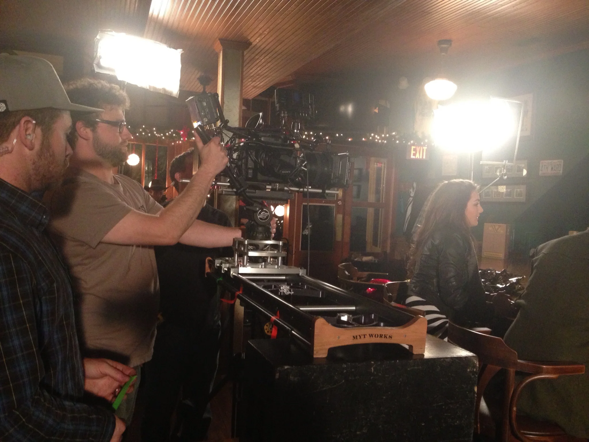 Camera operator Alan Newcomb working the slider