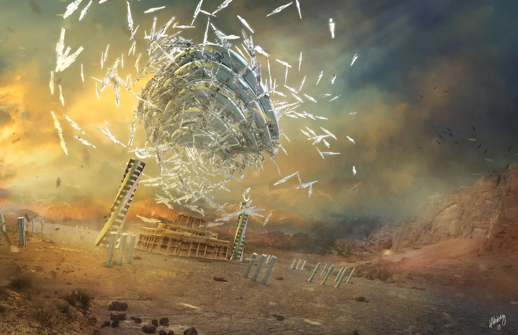 Glass Shards Around Ancient Ruins