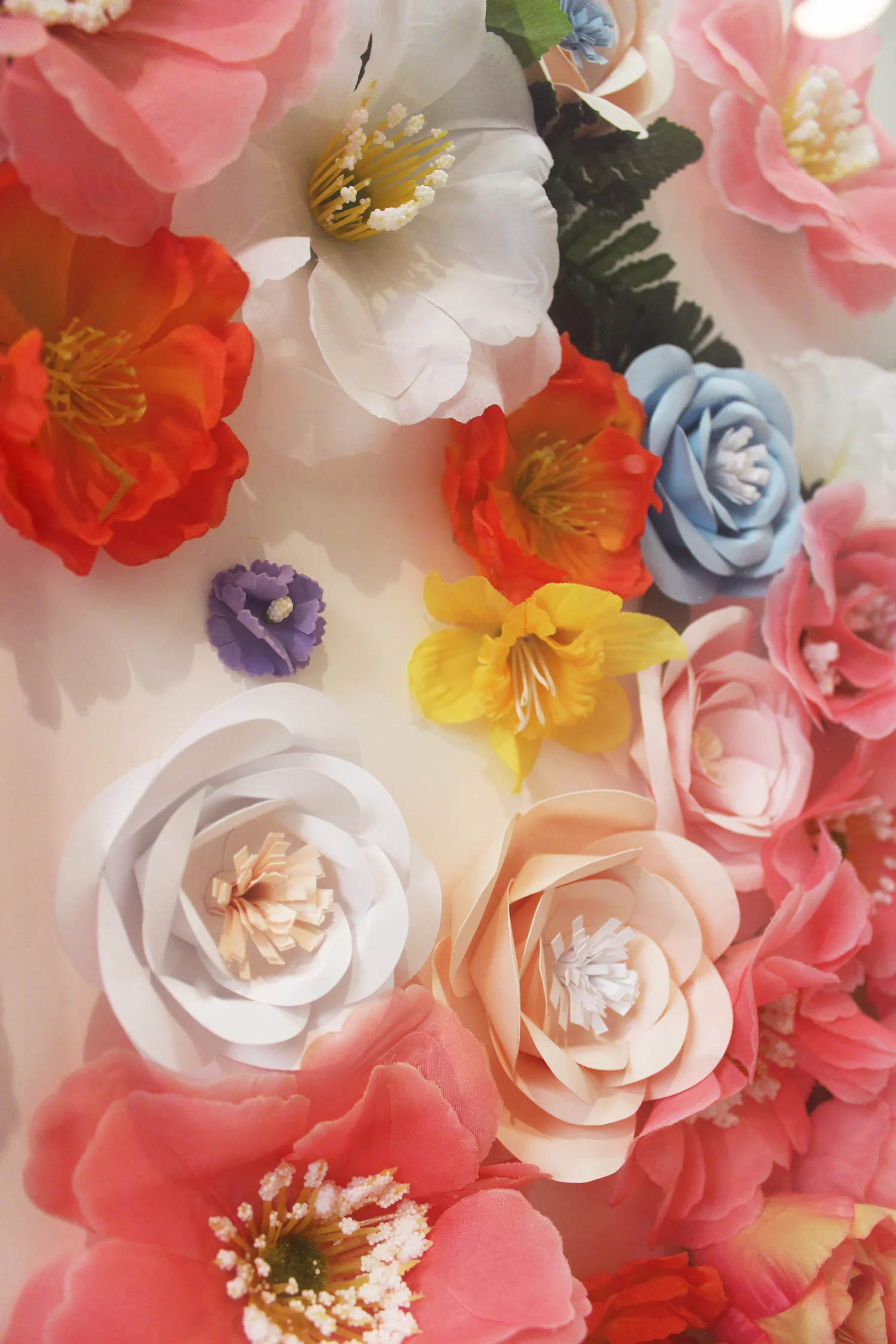  Detail Shot of Handmade Paper Flowers Incorporated With Artificial Blooms 