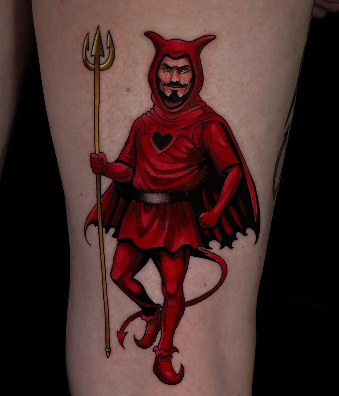 &ldquo;Dandy&rdquo; Devil 😈 

A month of mostly red tattoos.
 Thank you @maevawaterman for the opportunity to make this fancy guy! 

#vintagedevil #dandy #halloween #deviltattoo #chicagoartist