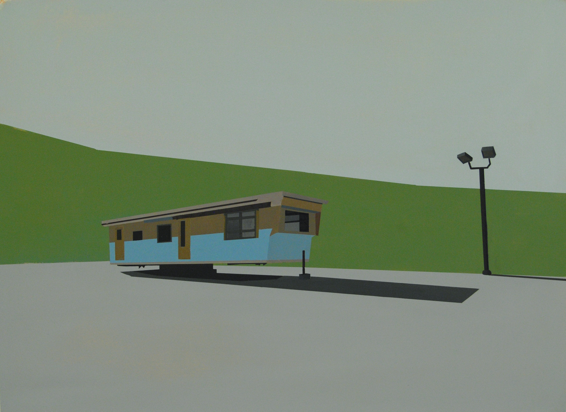 DWELLING WITH GREEN STRIPE oil on paper | 29.5" x 22" 2011