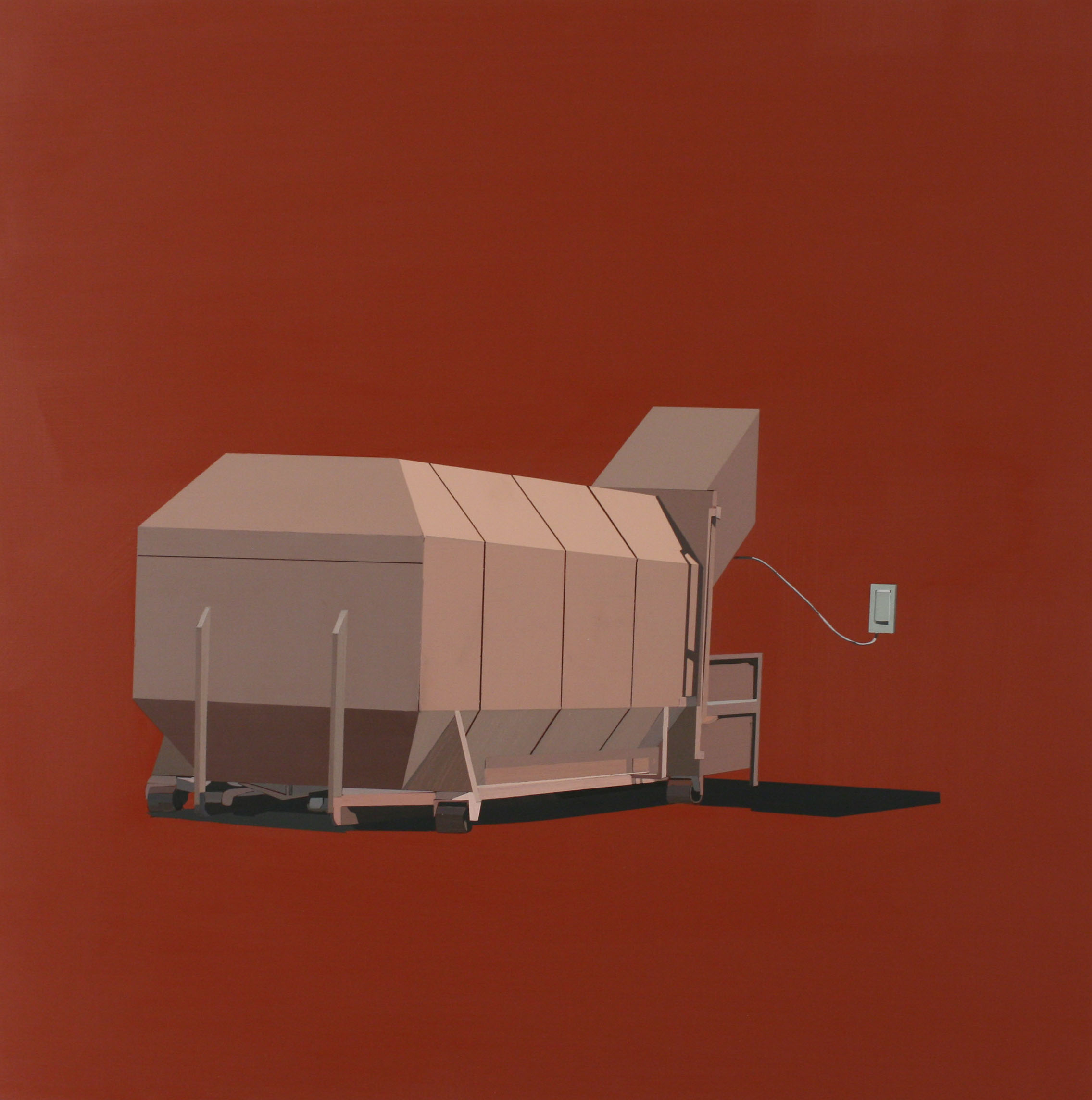   STRAWBERRY GREY DUMPSTER IN RETRO RED   oil on panel | 24" x 24" &nbsp;2010 