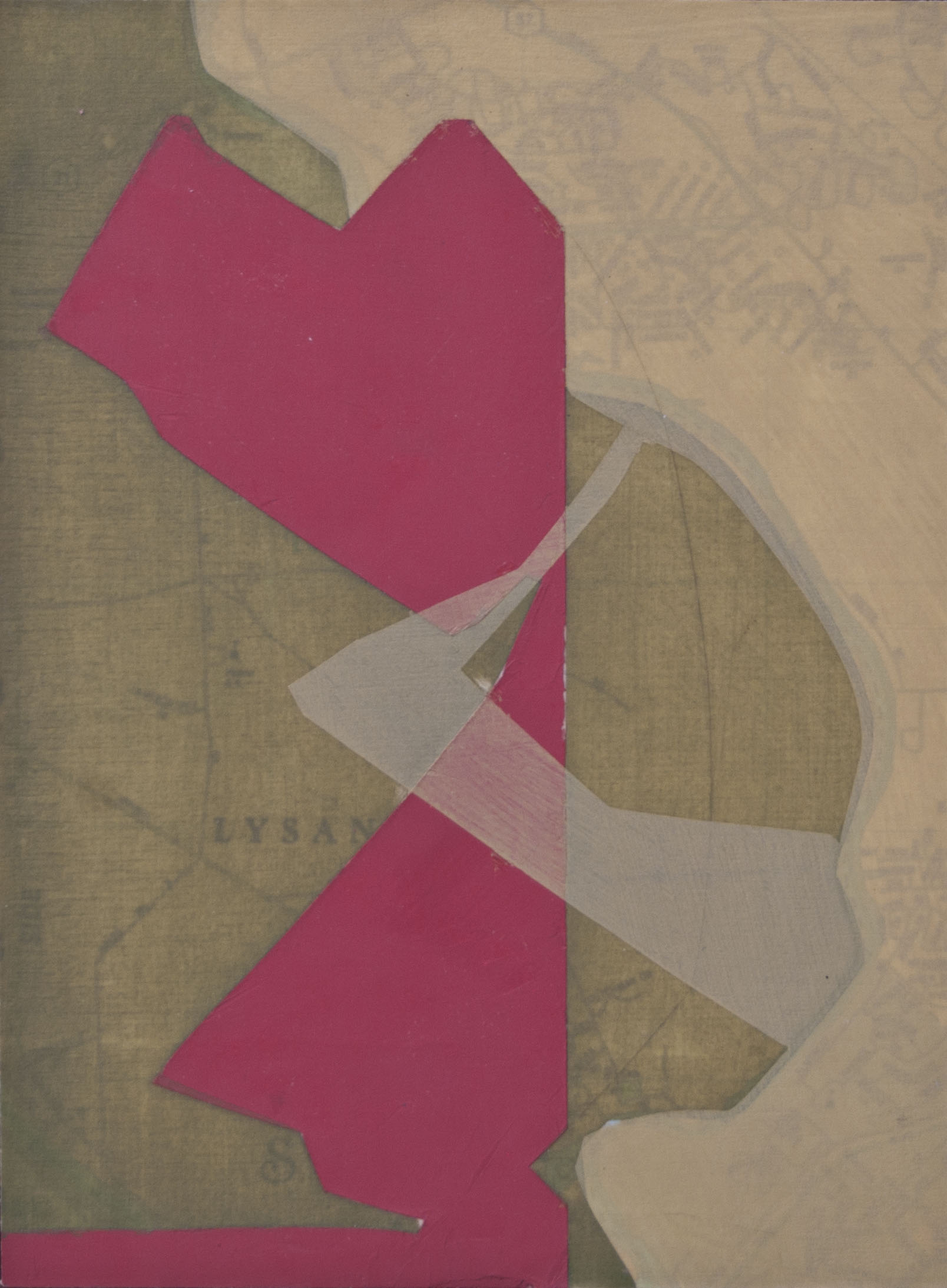 SUBTLE CARTOGRAPHY(VEILED RESPONSE) oil and map on panel | 4.5” x 5.5” | 2013