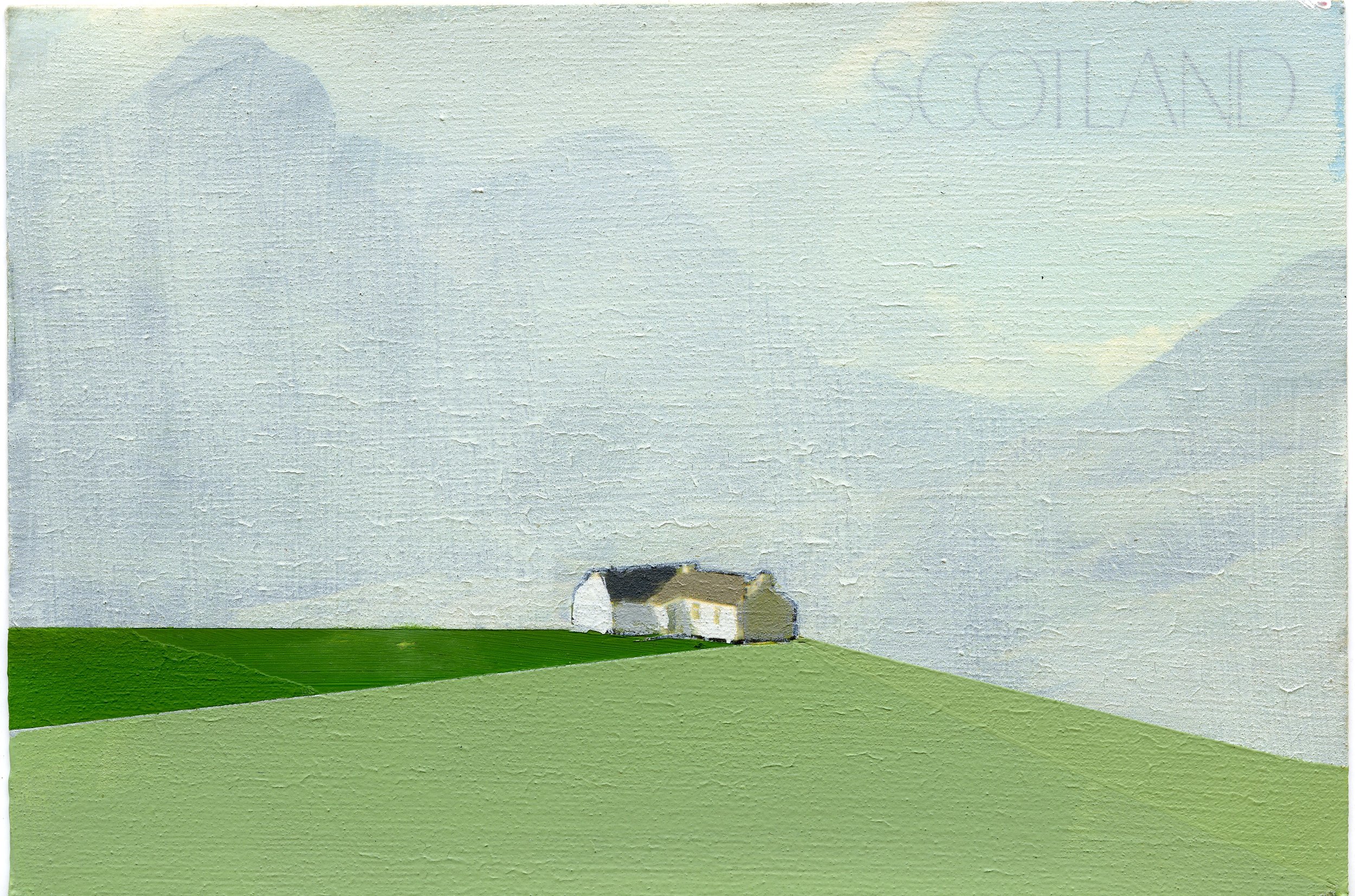      BILLET-DOUX: SCOTLAND    4.5”x6” | Clear acrylic gesso and oil on postcard | 2014    