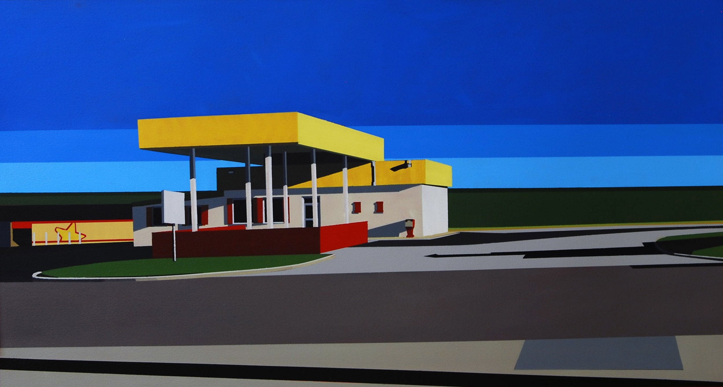VACANCY: LEE HWY GAS STATION oil on paper | 15" x 24" | 2019