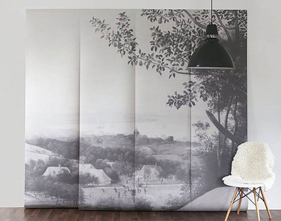  If I wasn't a renter I would definitely fill a whole wall with one of their murals. I was considering a temporary application and I did a bunch of research on that, but in the end I used traditional wallpaper glue to adhere it. I did a test about 5 minutes before I put it up the panel and I found out after the panel was installed that the test came off clean and easy, which is good news for everyone. Technically the cabinet should have been primed since it has a glossy surface, but I'm thinking without it, it will come off easier when it's time to move. Fingers crossed! Here are some of my other favorite designs from Anewall.