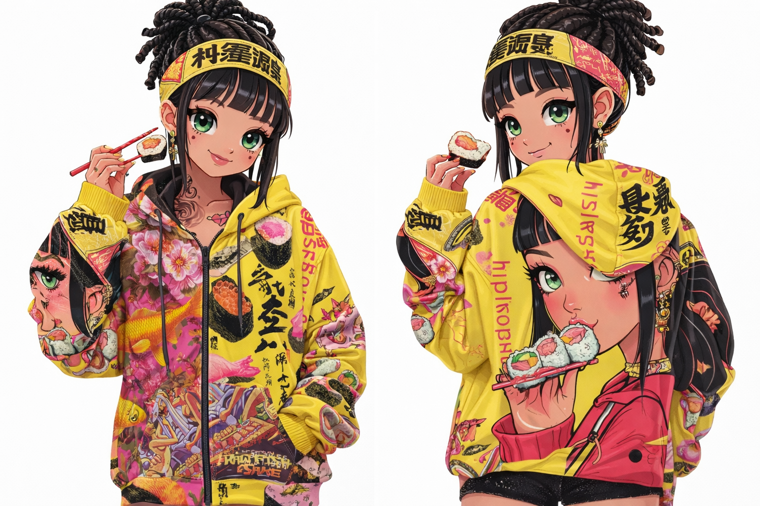 HipHopSushi flagship streetwear hoodie - raw fish & sake edition