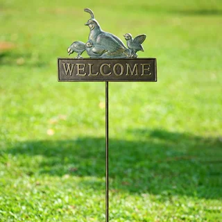 Quail Welcome Sign On Stake 33598