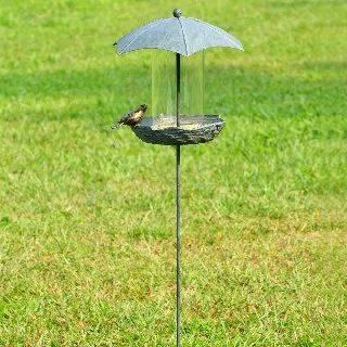 Bird And Glass Bird Feeder On Stake Base 33826