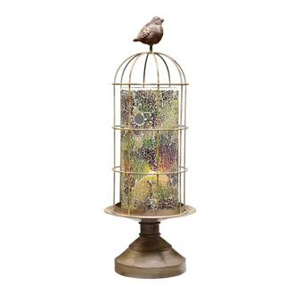 Bird Cage Mosaic Glass Hurricane Candleholder 48020