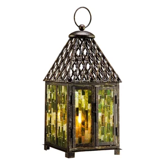 Blue Mosaic Glass Lantern 48012