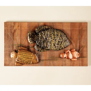 Fish Wall Plaque on Wooden Board 50670