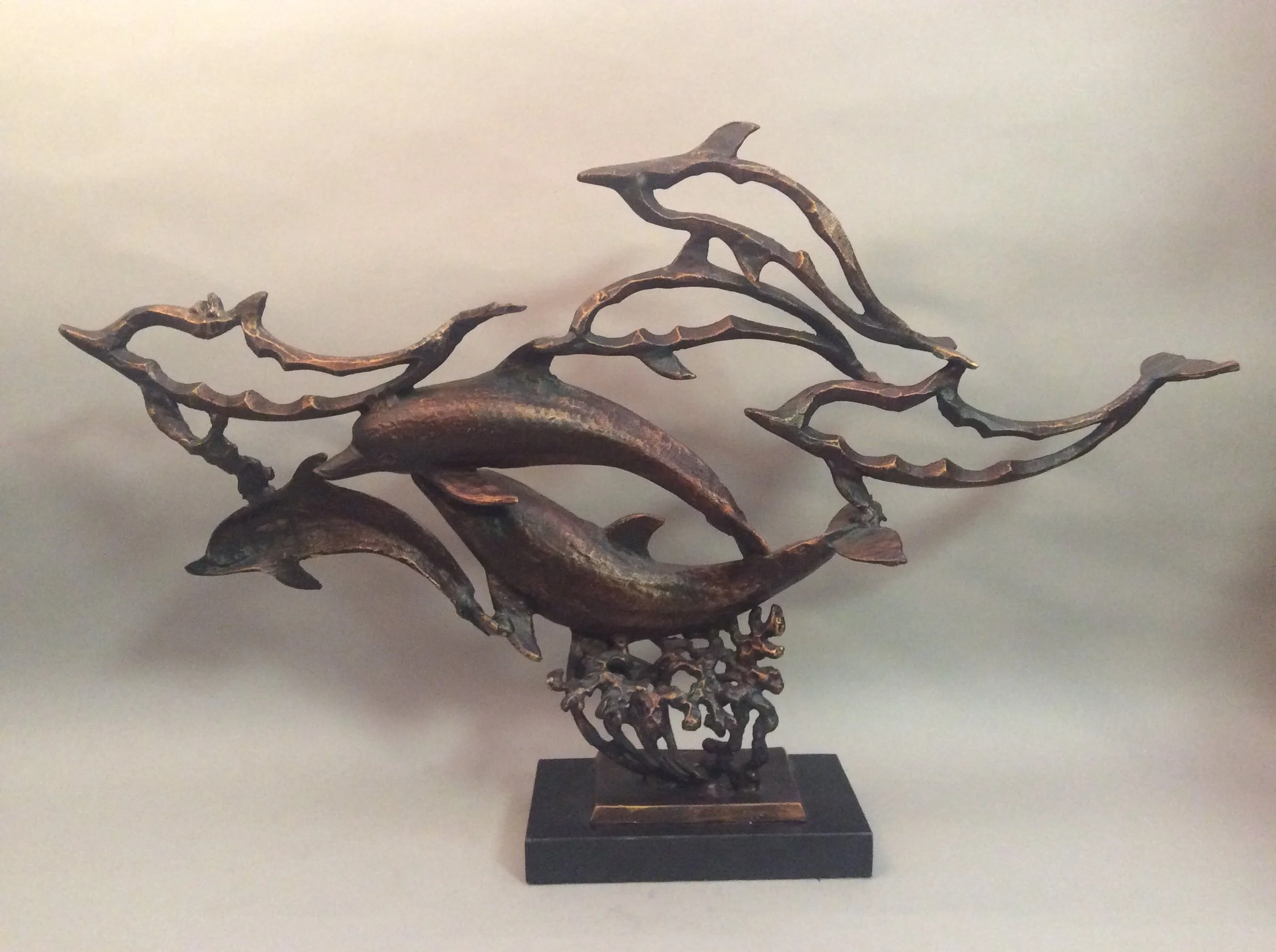 Dolphin School On Marble Base