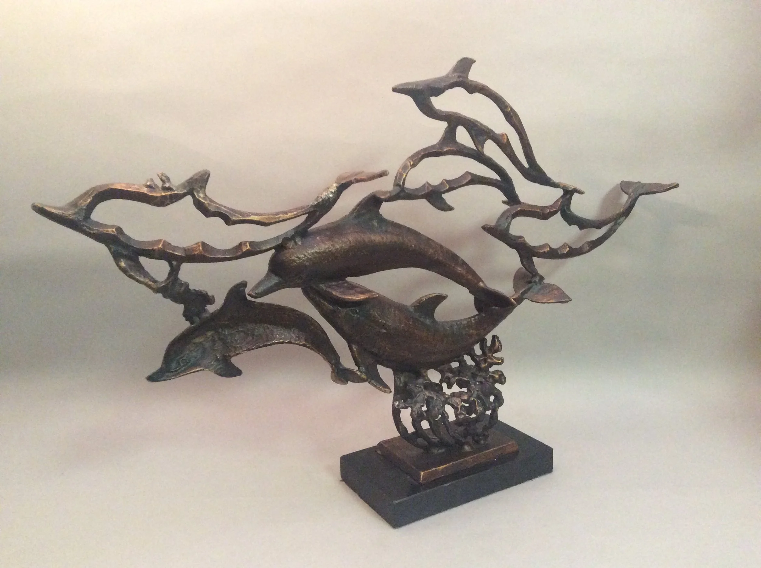 Dolphin School On Marble Base
