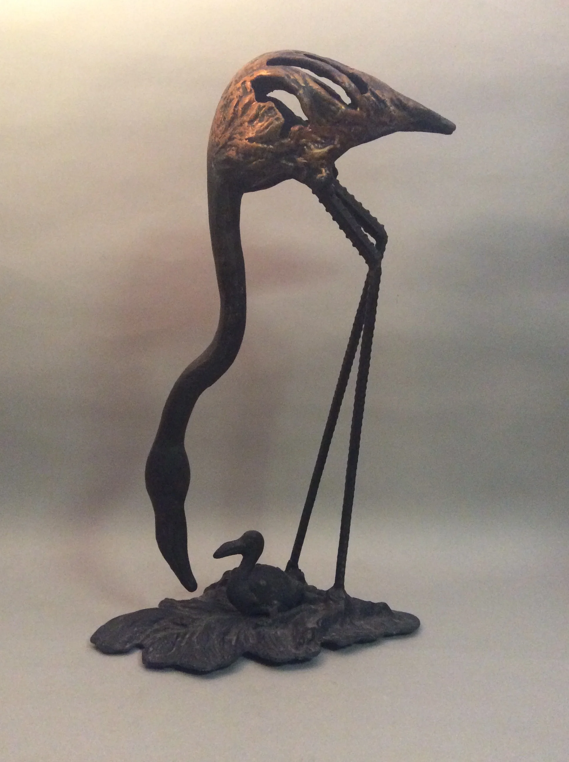 Contemporary Mother And Baby Flamingo Sculpture