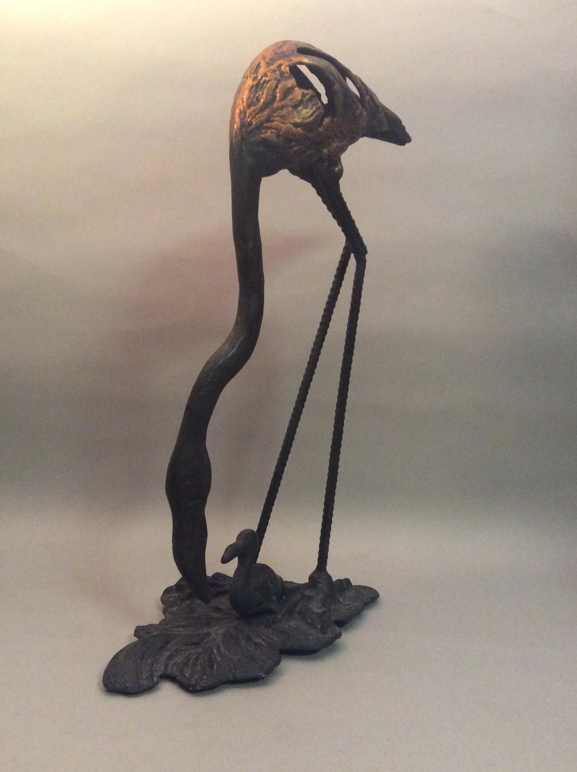 Contemporary Mother And Baby Flamingo Sculpture