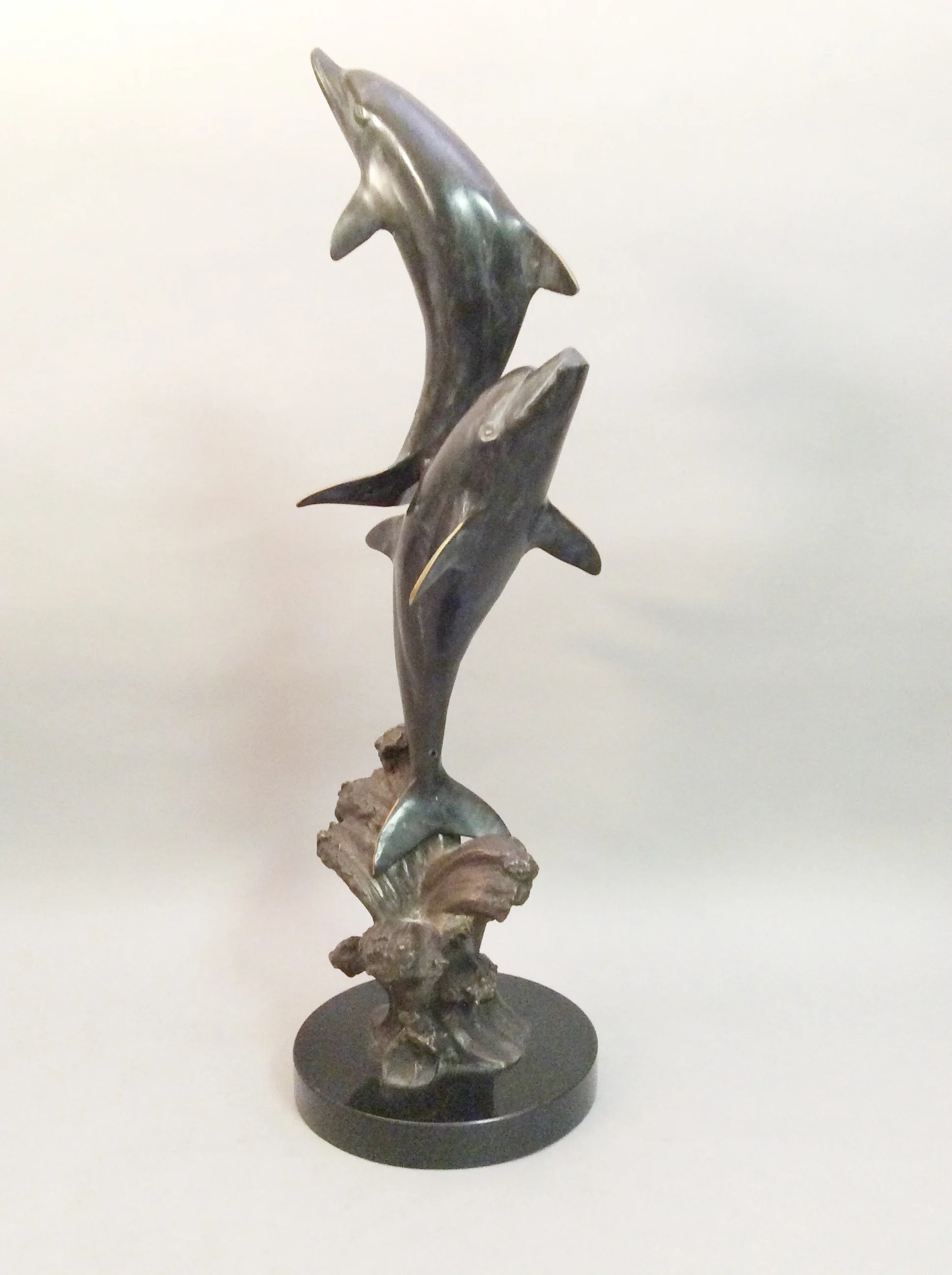 Brass Jumping Dolphins Sculpture