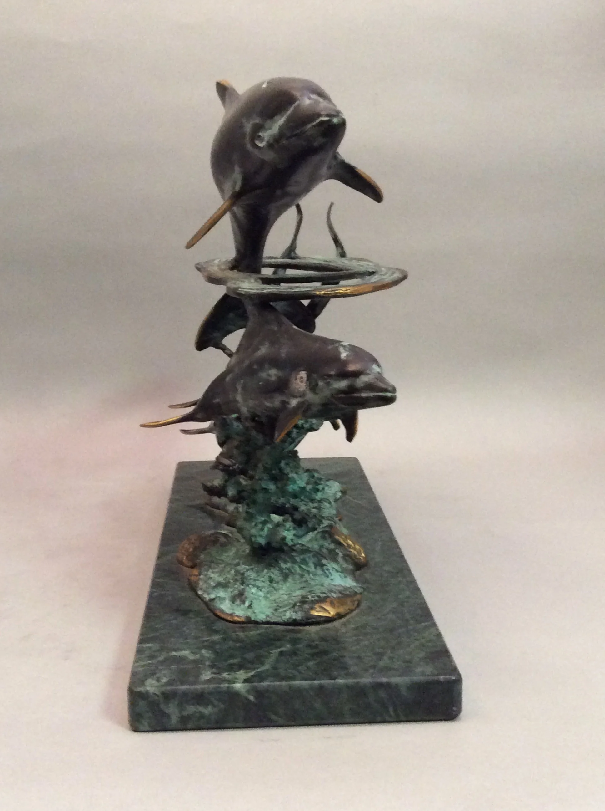 Brass Dolphin School Sculpture