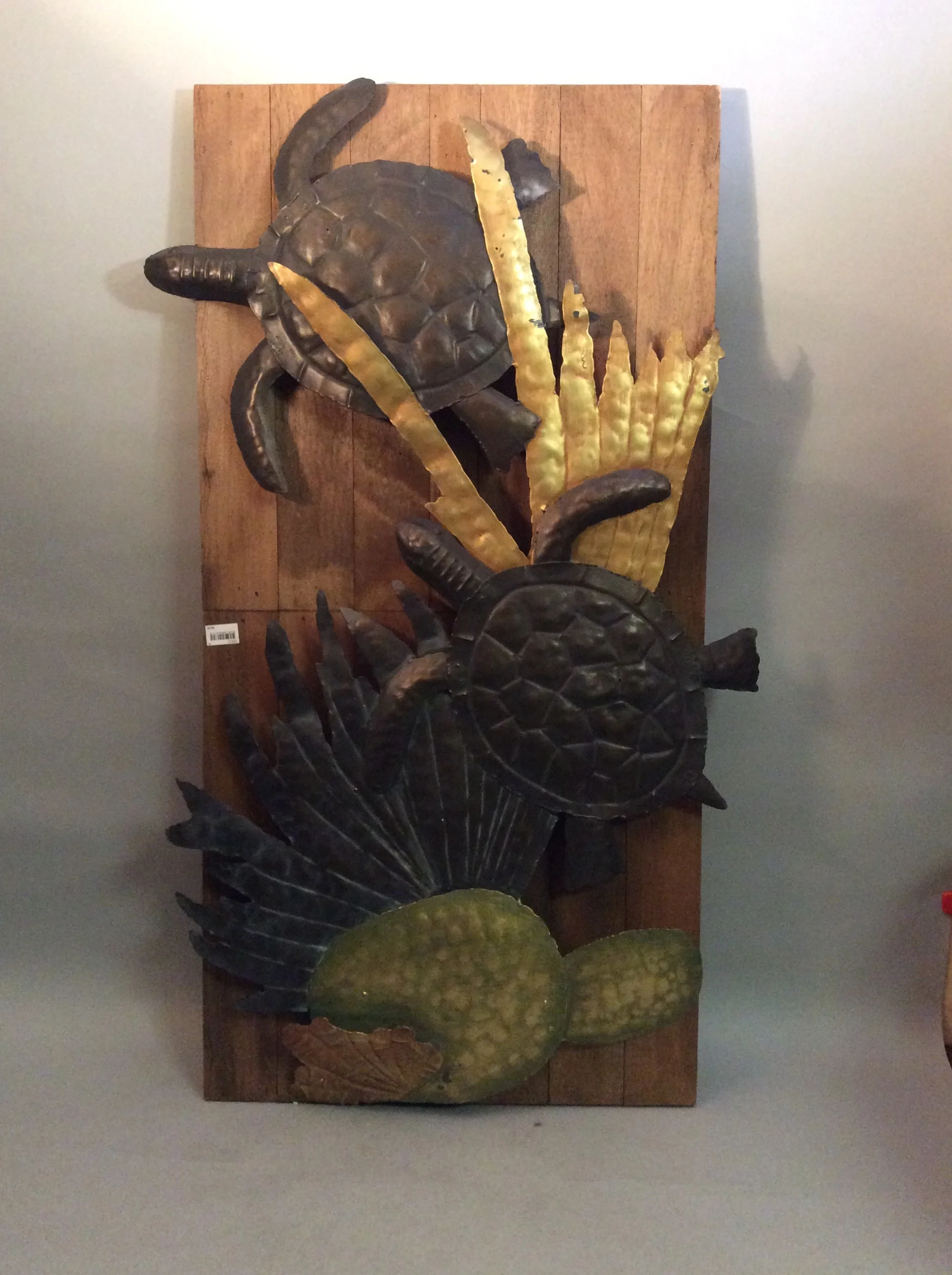 Turtle Wall Decor With Wood Background.