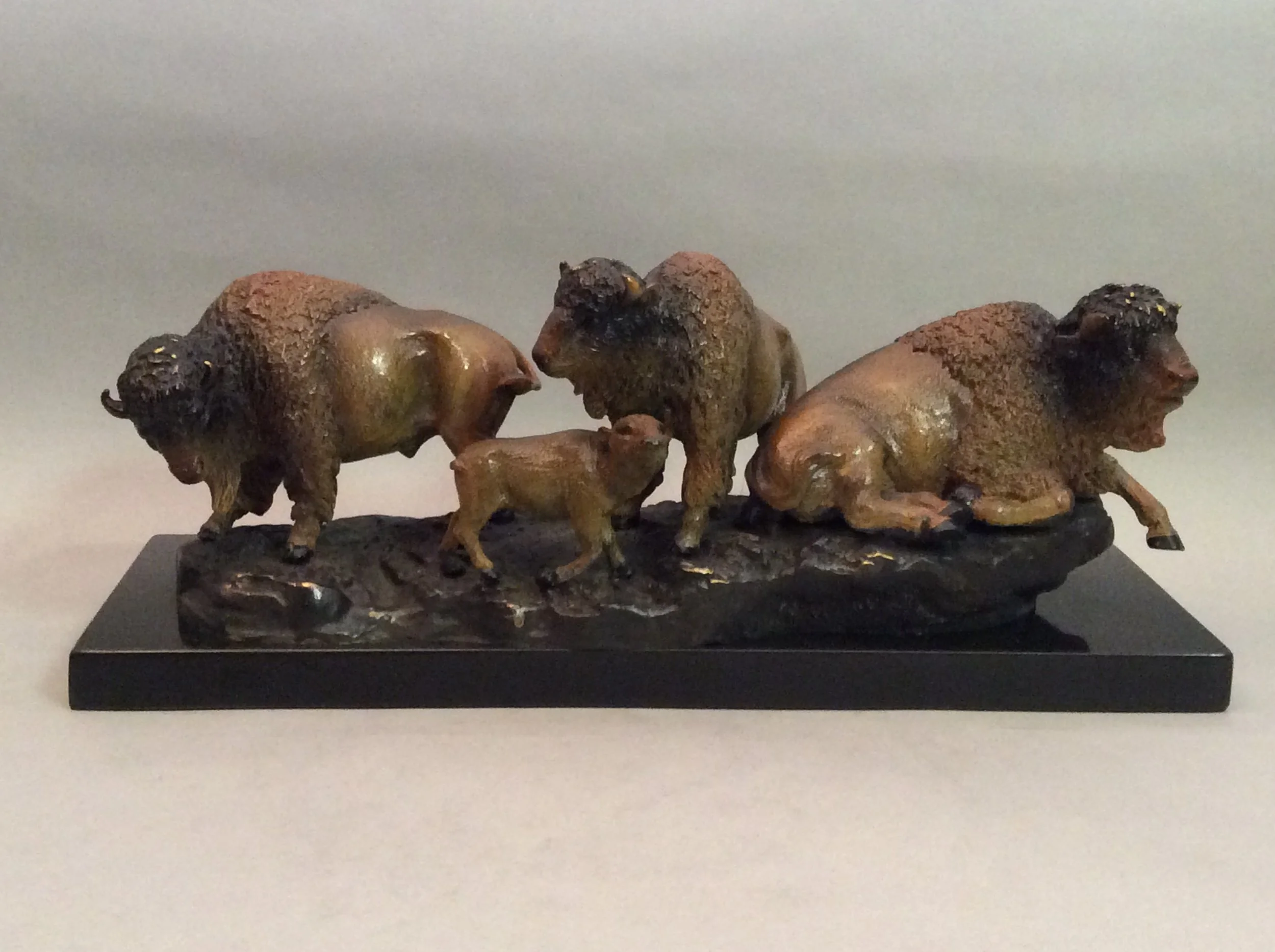 Buffalo Herd Brass Figurine