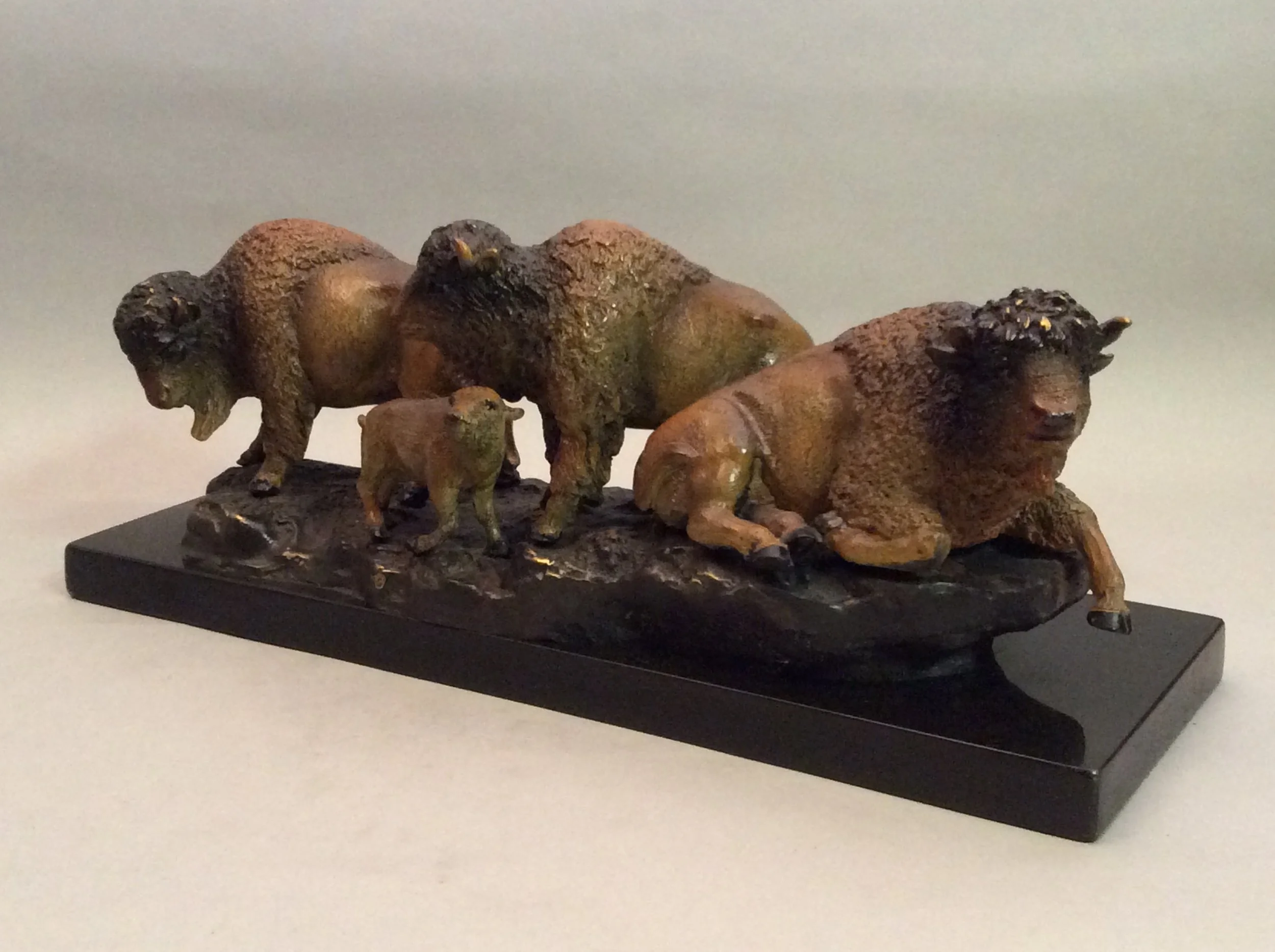Buffalo Herd Brass Figurine
