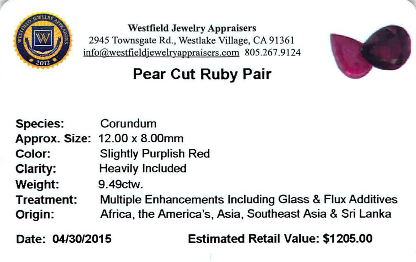 Pear Rubie Appraisal
