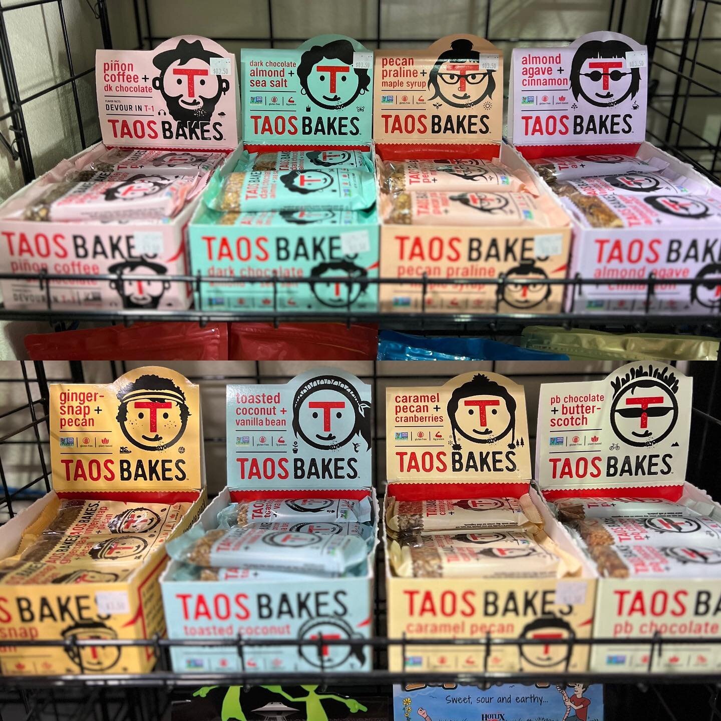 Just restocked on every flavor of @taosbakes bars!  Which one is your favorite?
.
.
#moonmanprinting #roswellnm #roswellnewmexico #downtownroswell #mainstreetroswell #roswellgiftshop #taosbakes #taosbakesisthebest #taosbakes👍