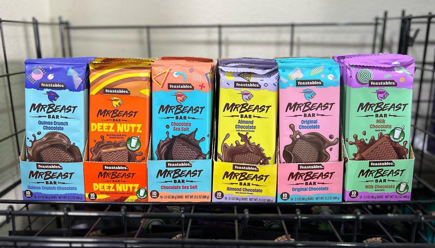 Come by and grab your favorite @feastables @mrbeast chocolate bar before we sell out again! All flavors in stock now!!
.
.
#moonmanprinting #roswellnm #downtownroswell #mainstreetroswell #mrbeast #feastables #mrbeastbars #deeznuts #chocolatebars #can