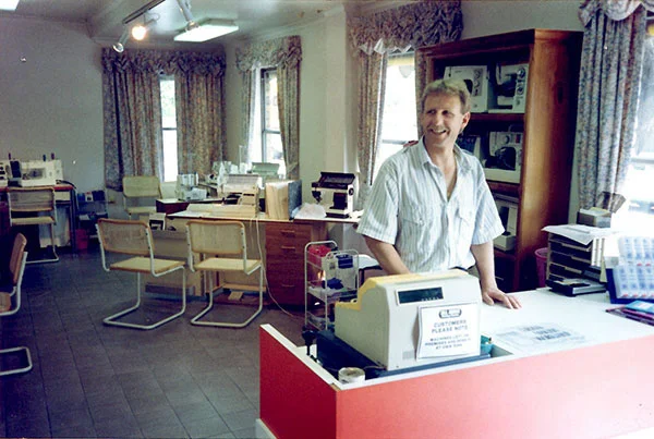 Heinz Leuenberger in the 90's. providing the people of Adelaide all of their sewing needs.