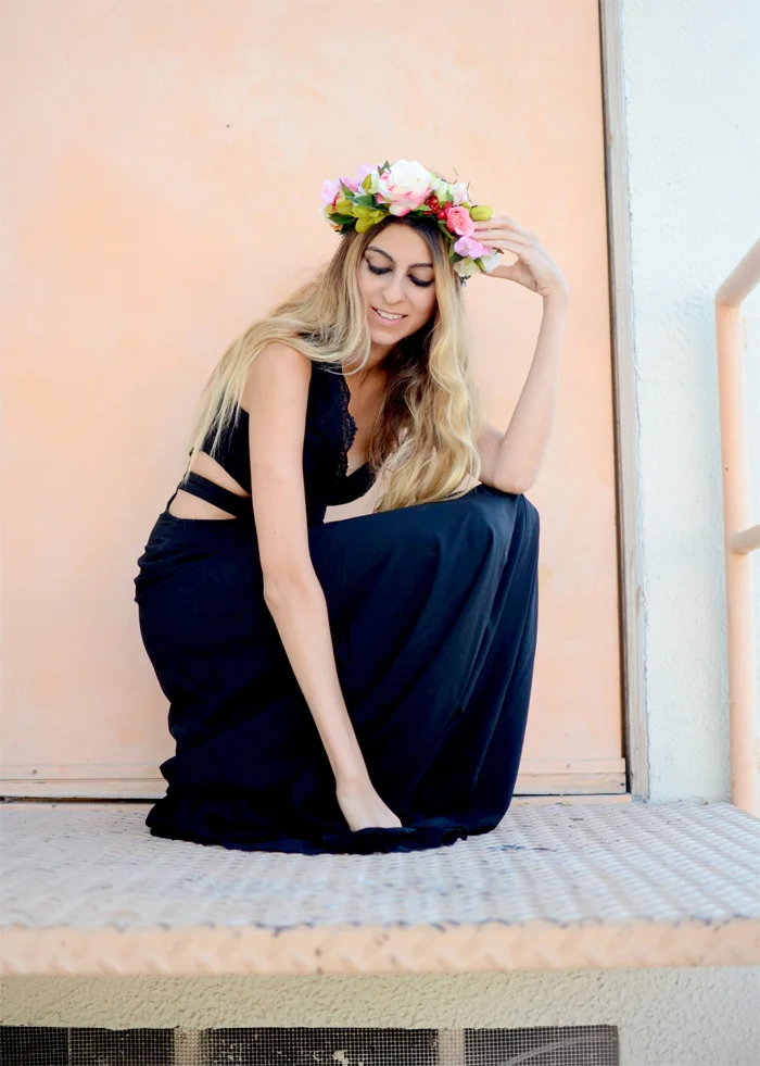 black maxi dress
